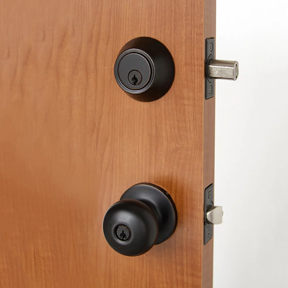 Design House Canton Oil Rubbed Bronze Entry Door Knob and Single Cylinder Deadbolt with Universal 6-Way Latch