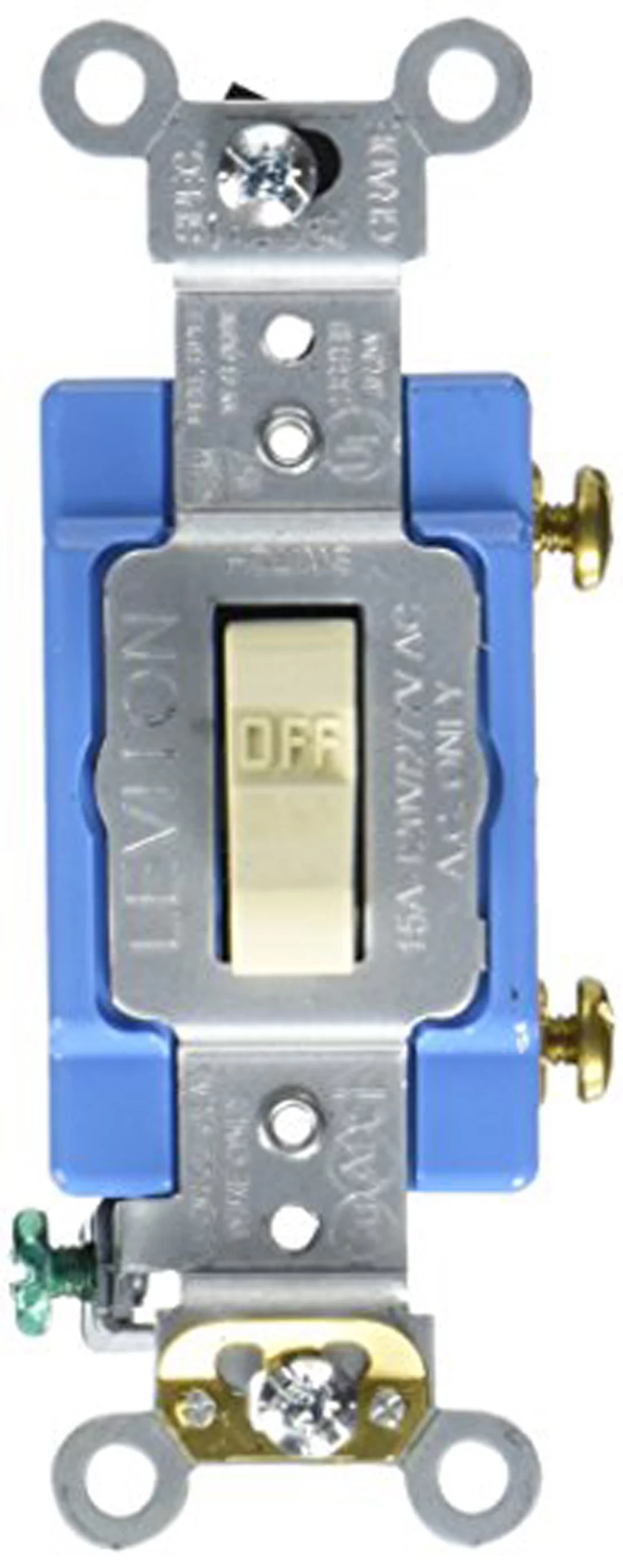 Leviton 1201-2I 15 Amp, 120/277 Volt, Toggle Single-Pole AC Quiet Switch, Ivory