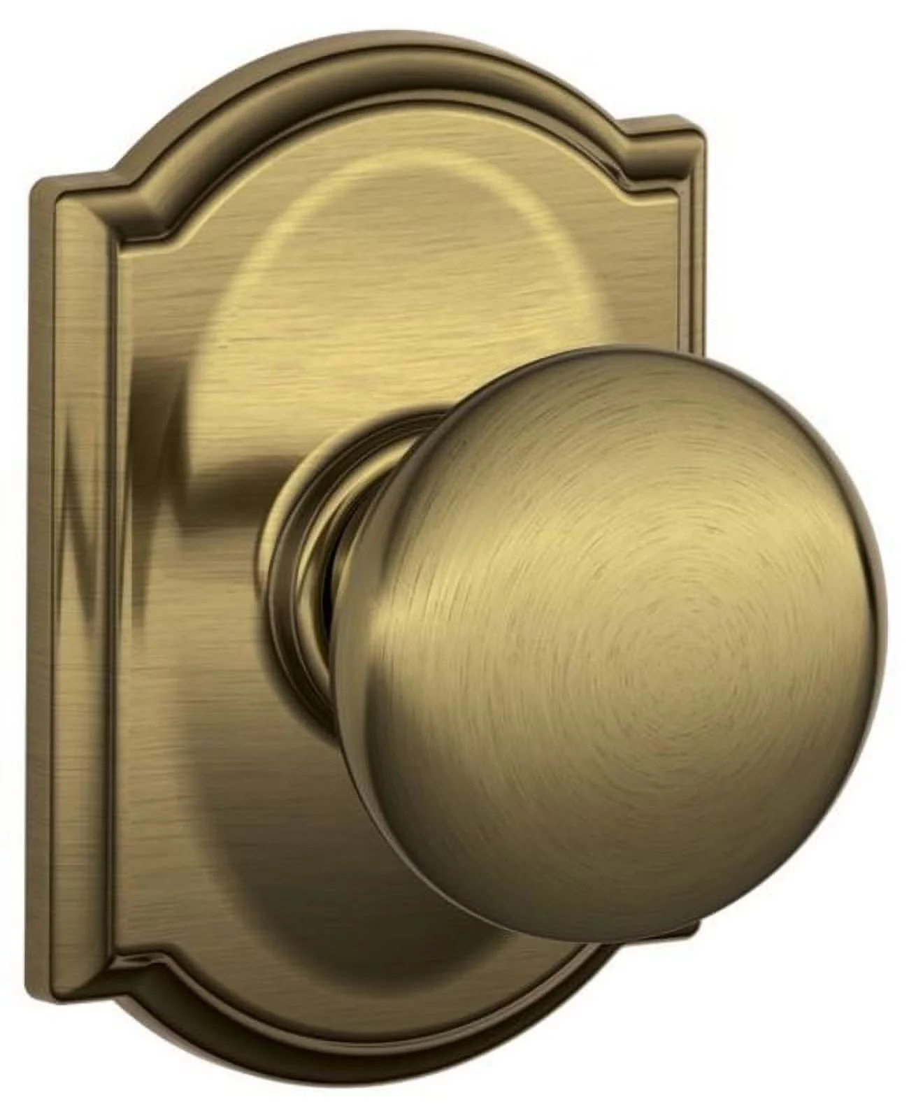Schlage F10-Ply-Cam Plymouth Passage Door Knob Set - Brass