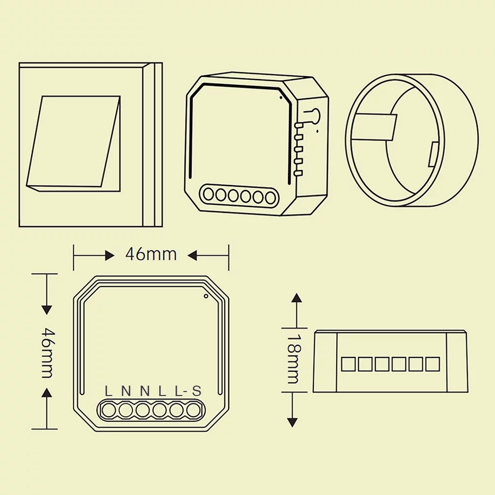 Carevas DIY One Way Smart Switch Small Body APP Remote Control WiFi Switch Timer Switch Compatible With HomeNest &