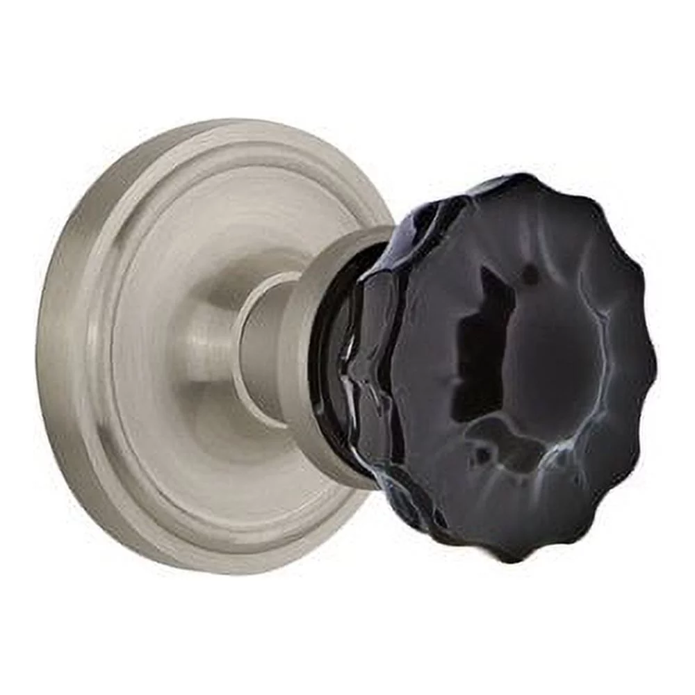 Nostalgic Warehouse Black Crystal Door Knob with Classic Rosette