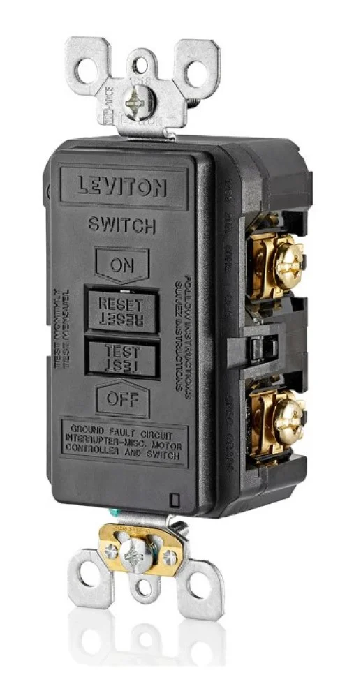 Leviton GFRBF-XE GFCI Outlet SmartlockPro Slim Blank 20A SPST Deadfront, Black