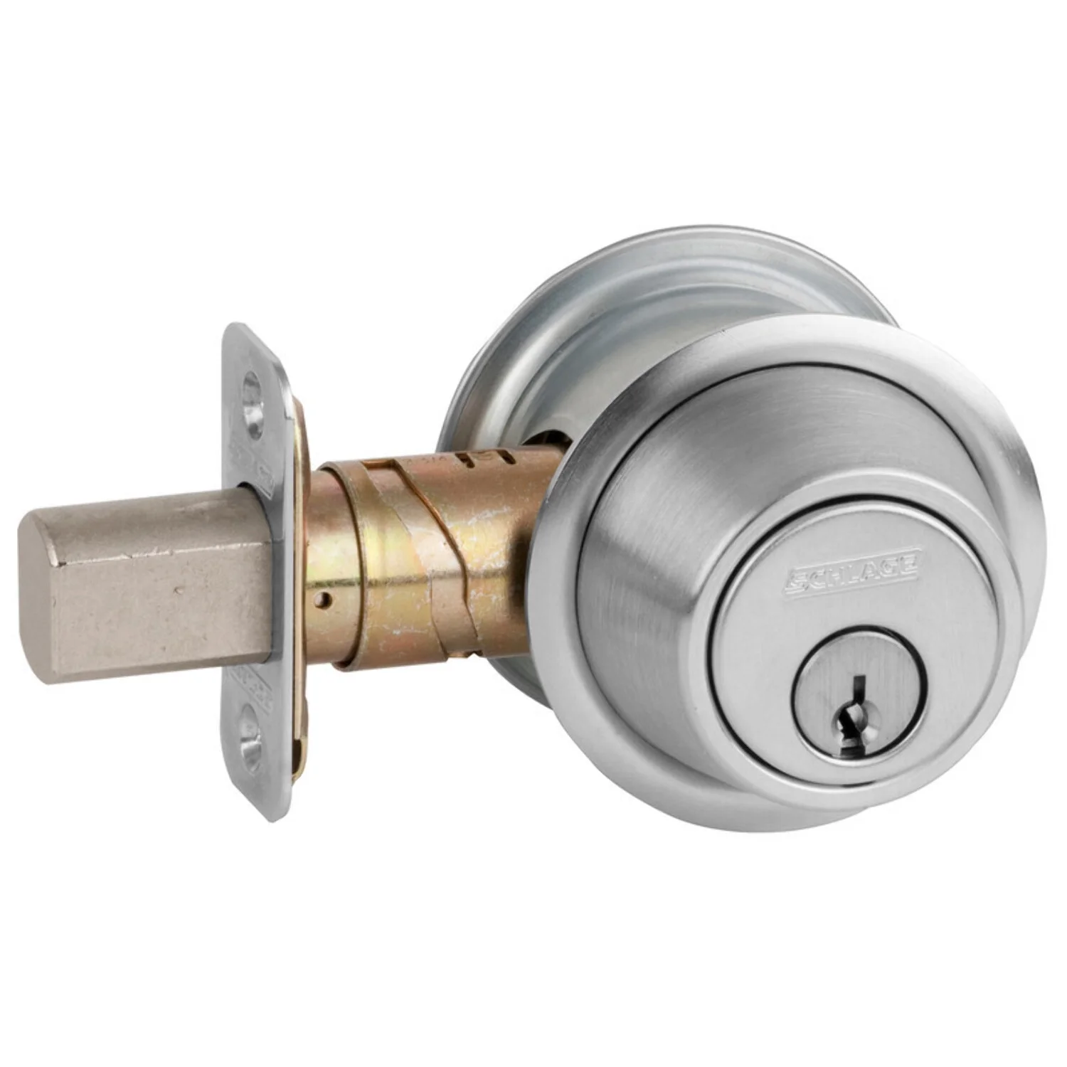 Schlage B560P 626 C123 Grade 2 Single Cylinder Deadbolt Conventional Cylinder Adjustable 2-3/8 and 2-3/4 Backset C123 Keyway Satin Chrome Finish