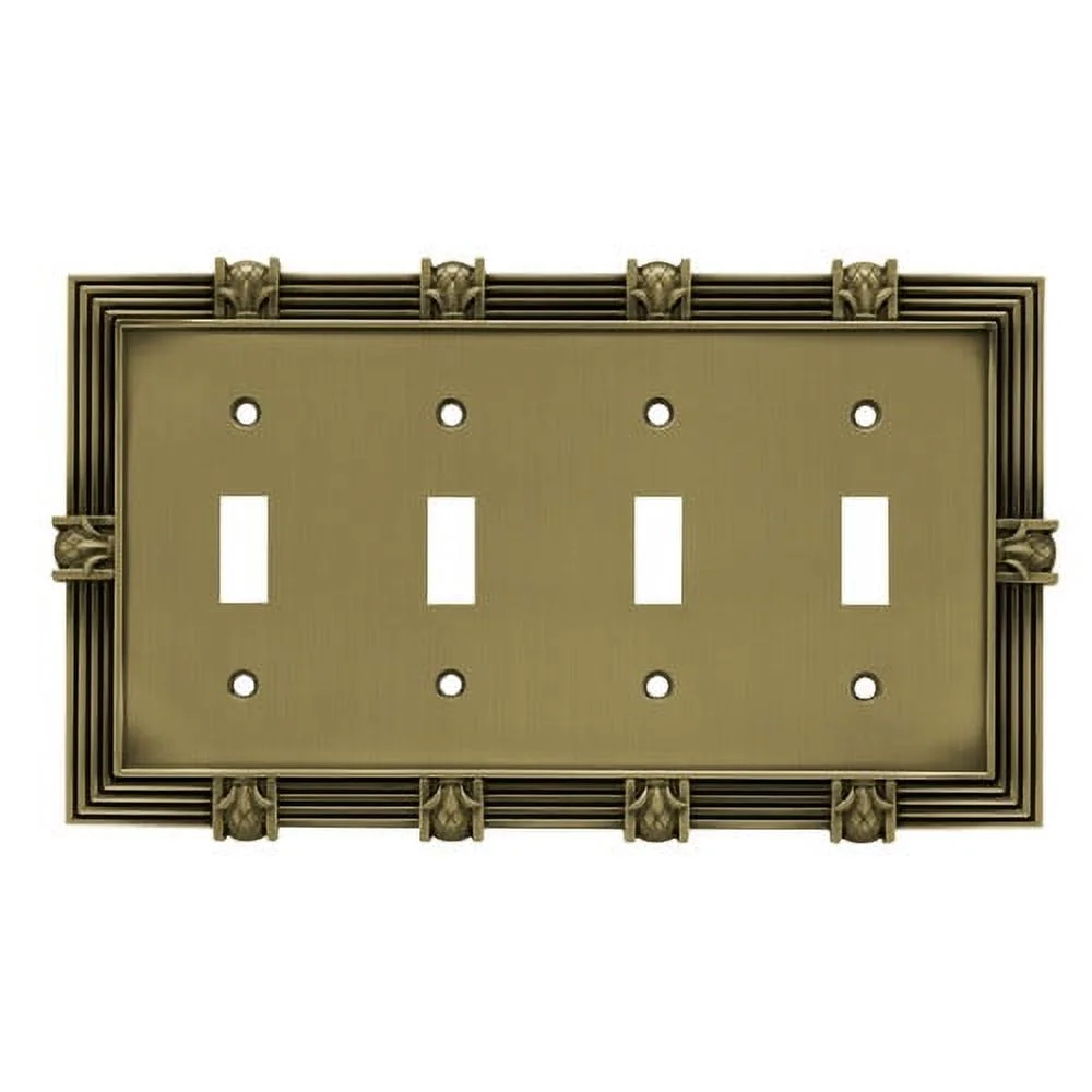Franklin Brass Pineapple Quad Switch Wall Plate, Available in Multiple Colors