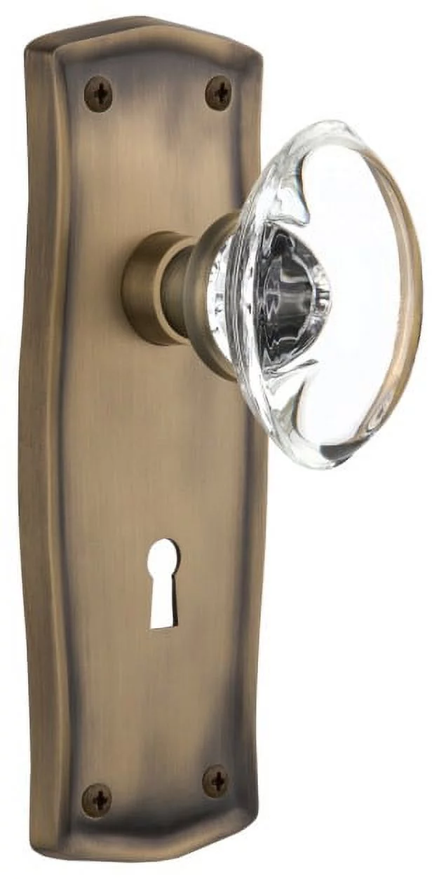 Nostalgic Warehouse Praocc_Sd_Kh Vintage Oval Egg Crystal Single Dummy Door Knob - Brass