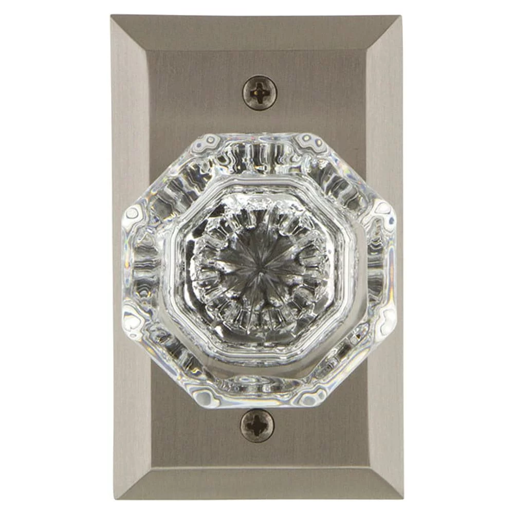 Nostalgic Warehouse Stuwal_Prv_238_Nk Waldorf Lead Crystal Privacy Door Knob Set - Brass