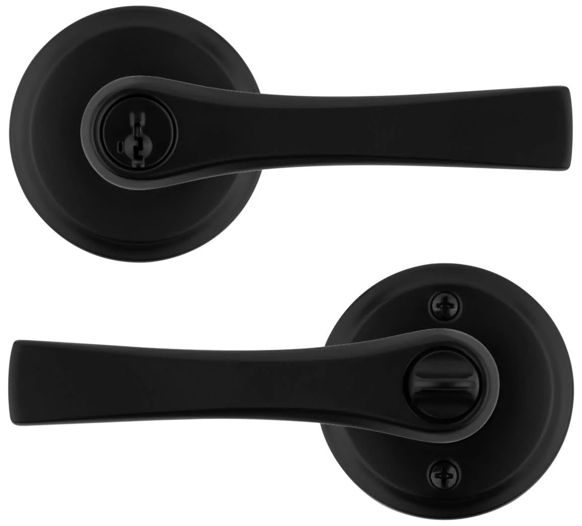Kwikset 740Kal-S Katella Single Cylinder Keyed Entry Door Lever Set - Black