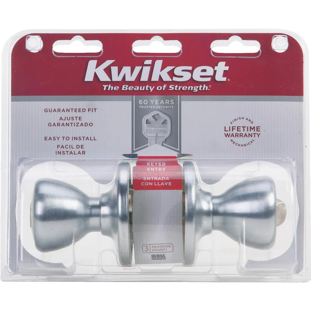 Kwikset Tylo Satin Chrome Entry Door Knob  400T 26D 6AL RCS K3 V1