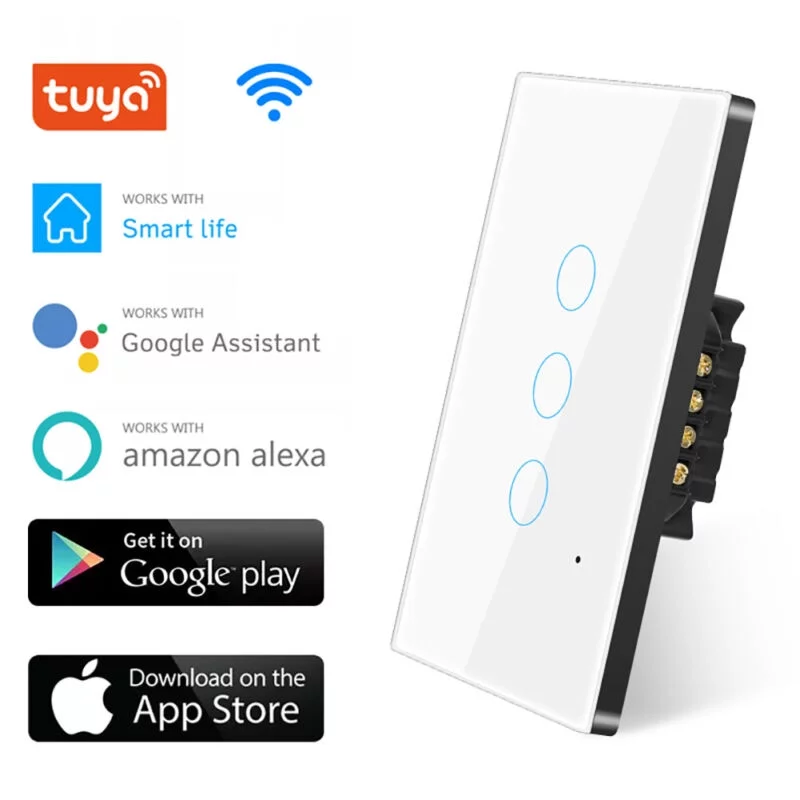 Tuya WiFi Switch Smart Home Touch Light Wall Panel For Alexa Google 1/2/3/4 Gang