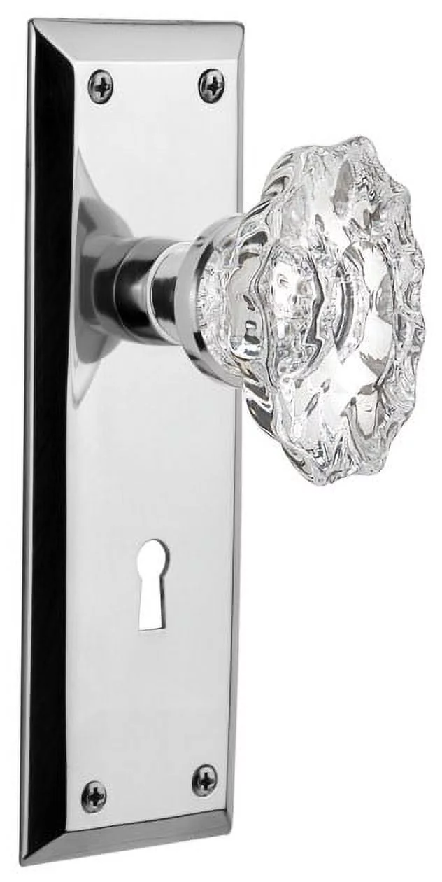 Nostalgic Warehouse Nykcha_Prv_238_Kh Chateau Solid Brass Privacy Door Knob Set - Chrome