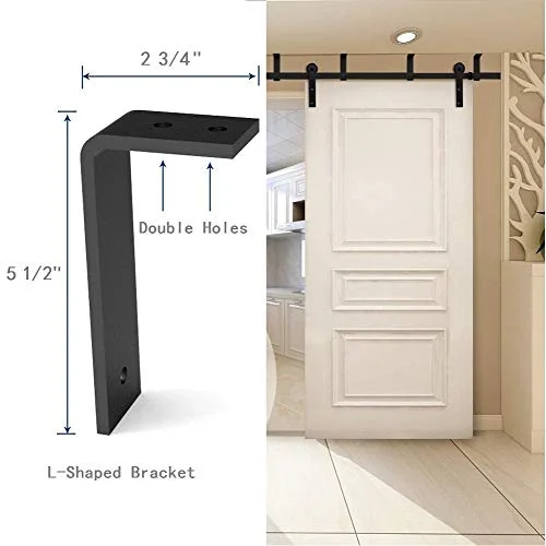 7.5FT Ceiling Mount Bracket Sliding Barn Door Hardware Kit Black,Strong Bearing, Low Ceiling L-Shape Bracket System, Fit 45
