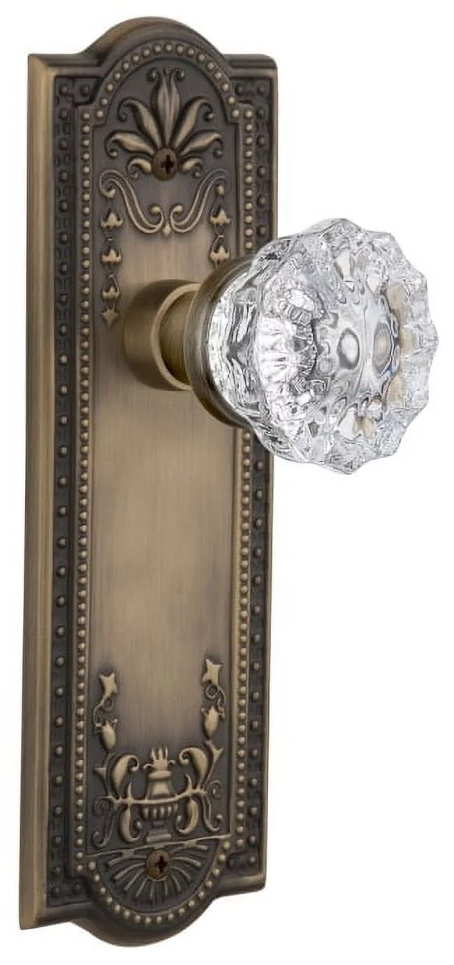 Nostalgic Warehouse Meacry_Prv_238_Nk Crystal Solid Brass Privacy Door Knob Set - Brass