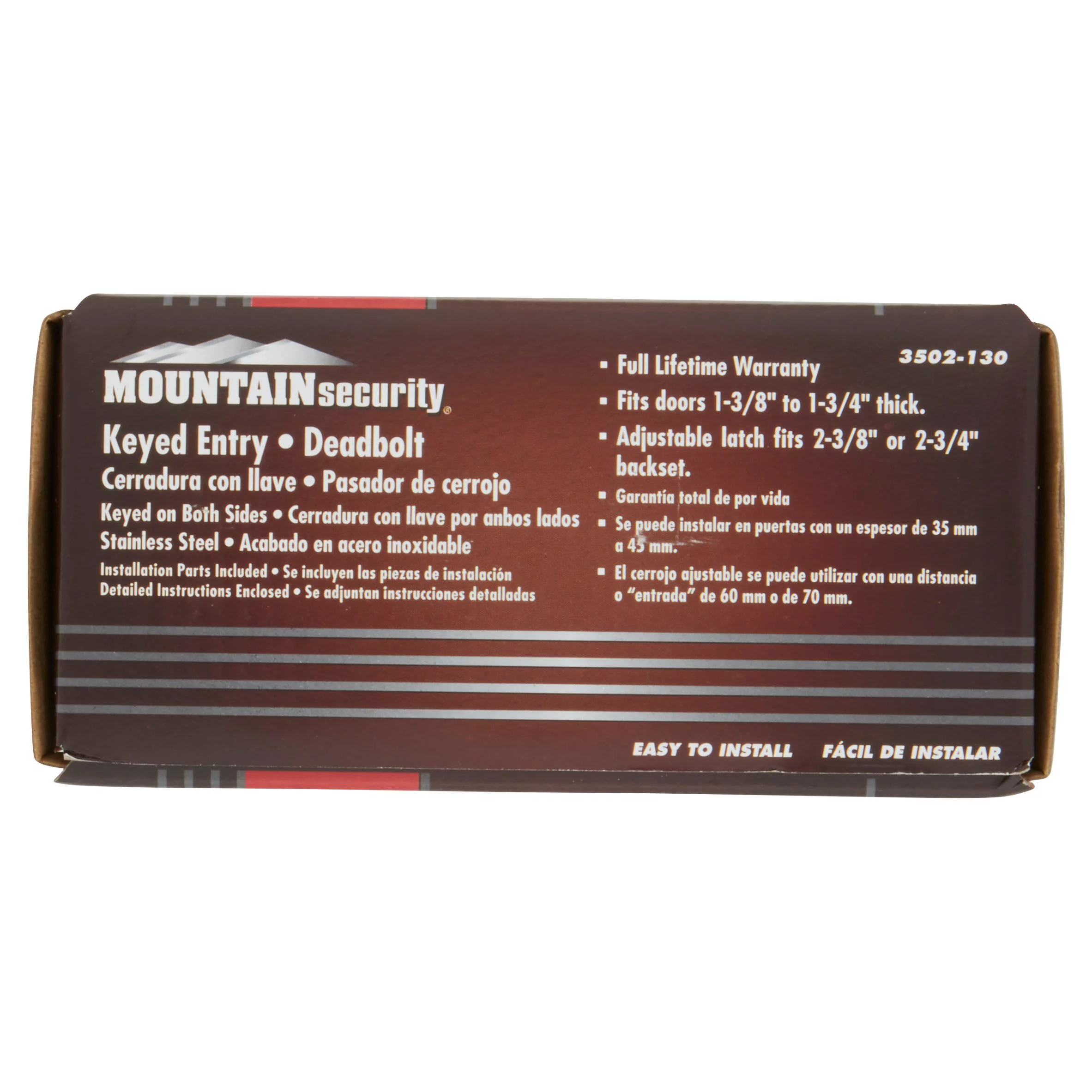 Mountain Security Double Cylinder Deadbolt, Stainless Steel Finish