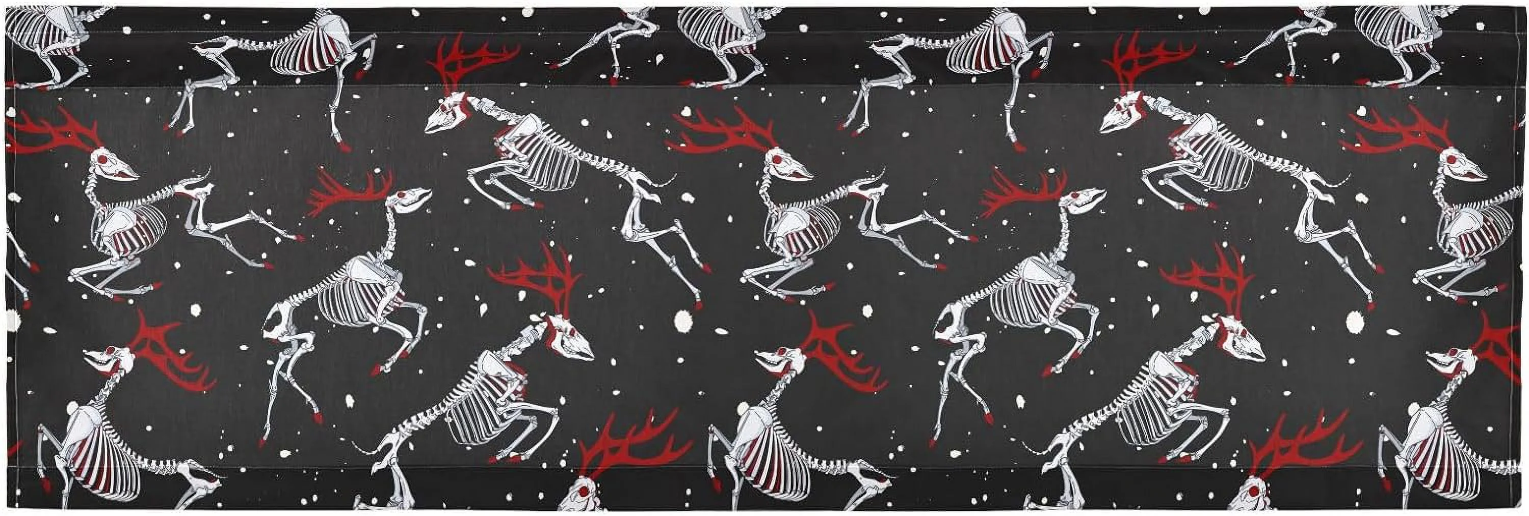 FREEAMG Halloween Deer Skeleton Skull Xmas Valance Curtain for Kitchen Window/Bathroom/Living Room/Bedroom Privacy Décor Rod Pocket Blackout Window Valance Curtains Topper 1 Panel, 54W x 18L