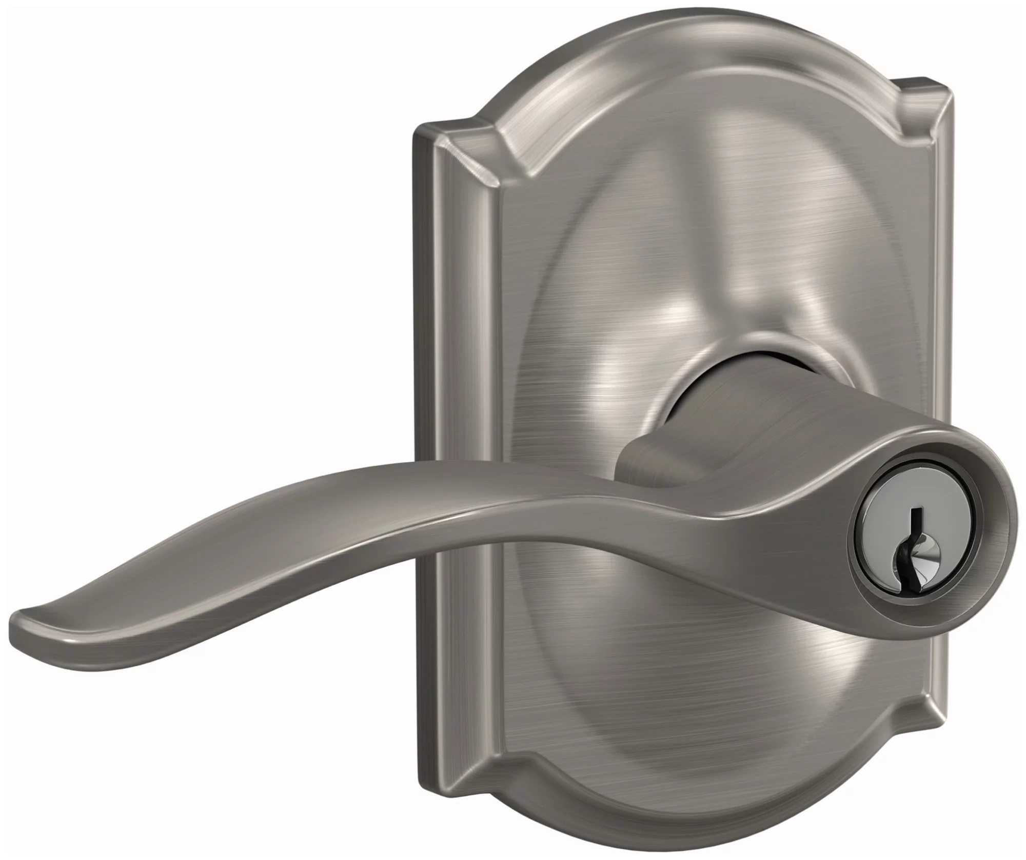 Schlage F51a-Pen-Cam Custom Pennant Passage Or Privacy Door Lever Set - Nickel