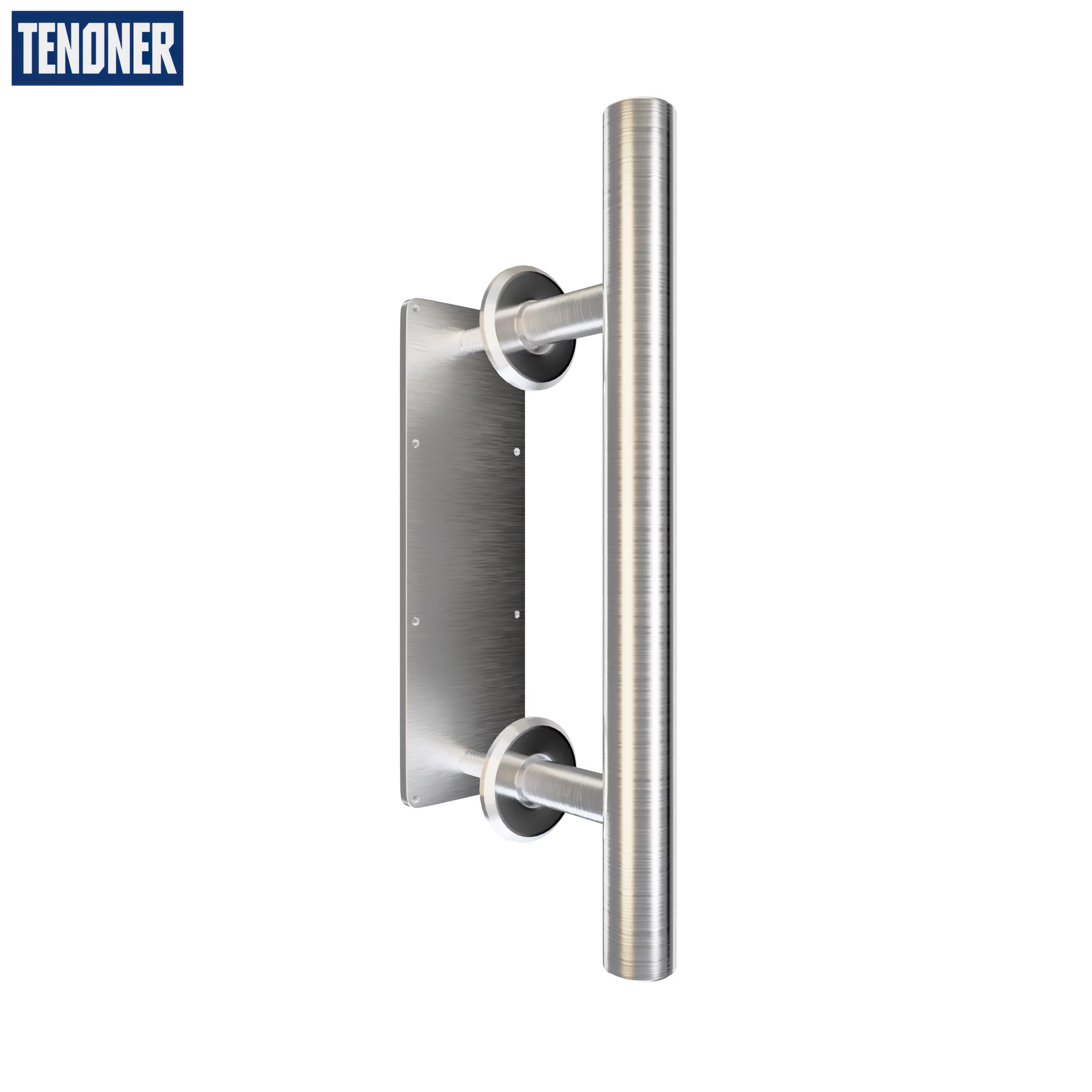 TENONER Sliding Barn Door Handle Hardware 12-inch Set, Round Stainless Steel Material, for Closet or Wood Door