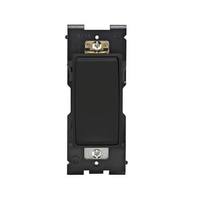 Leviton RE151-OB Switch Renu Single-Pole 15 Amp 120/277 VAC Self-Grounding Commercial Grade Back and Side and Quickwire Wired - Onyx Black