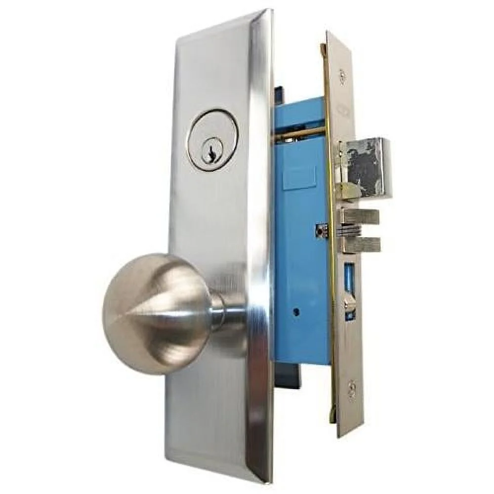 Marks New Yorker 7NY10A/26D, Chrome US26D Left Hand Mortise Entry Lock Set, Screwless Knobs Thru-Bolted Lockset (Left-Handed)