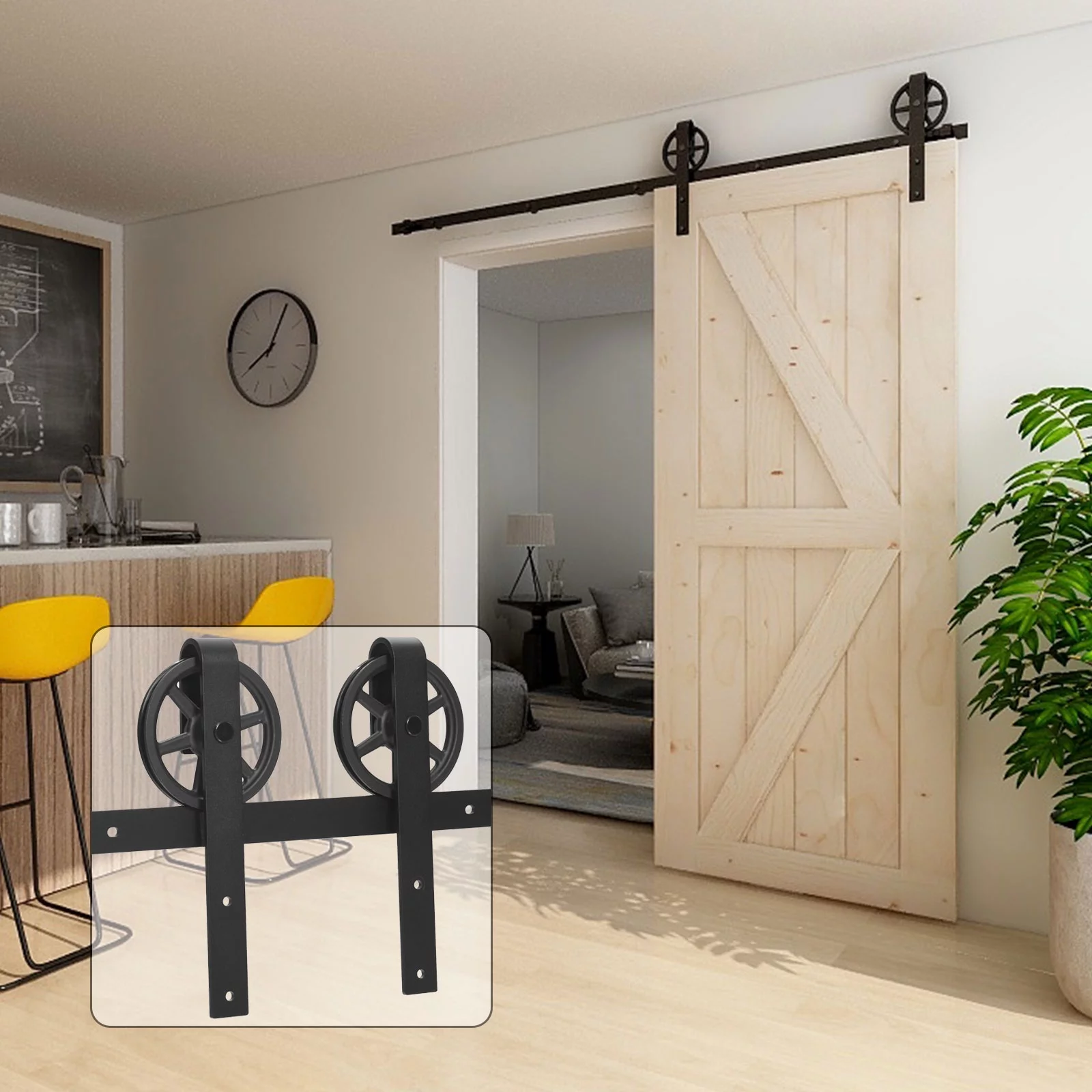 CCJH 6FT Sliding Barn Door Hardware Kit Fit 24