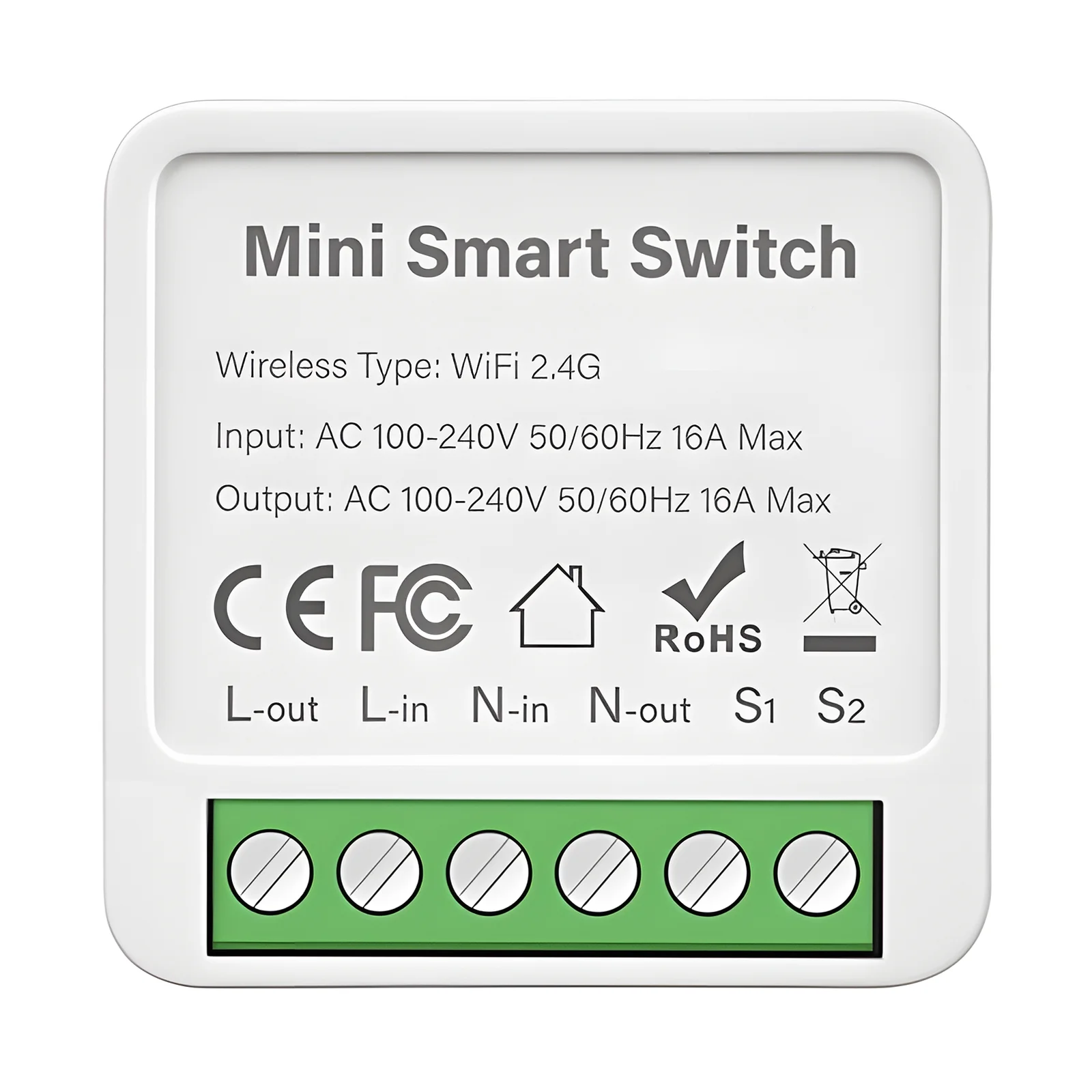 Walmeck WiFi Smart Light Switch Module, DIY Circuit Breaker Timer, 1 Gang 2-Way Control, Voice Control Compatible