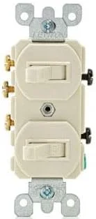 Leviton 5241-T Duplex Combo Switch Single-Pole/3-Way 15A 120/277V - Light Almond