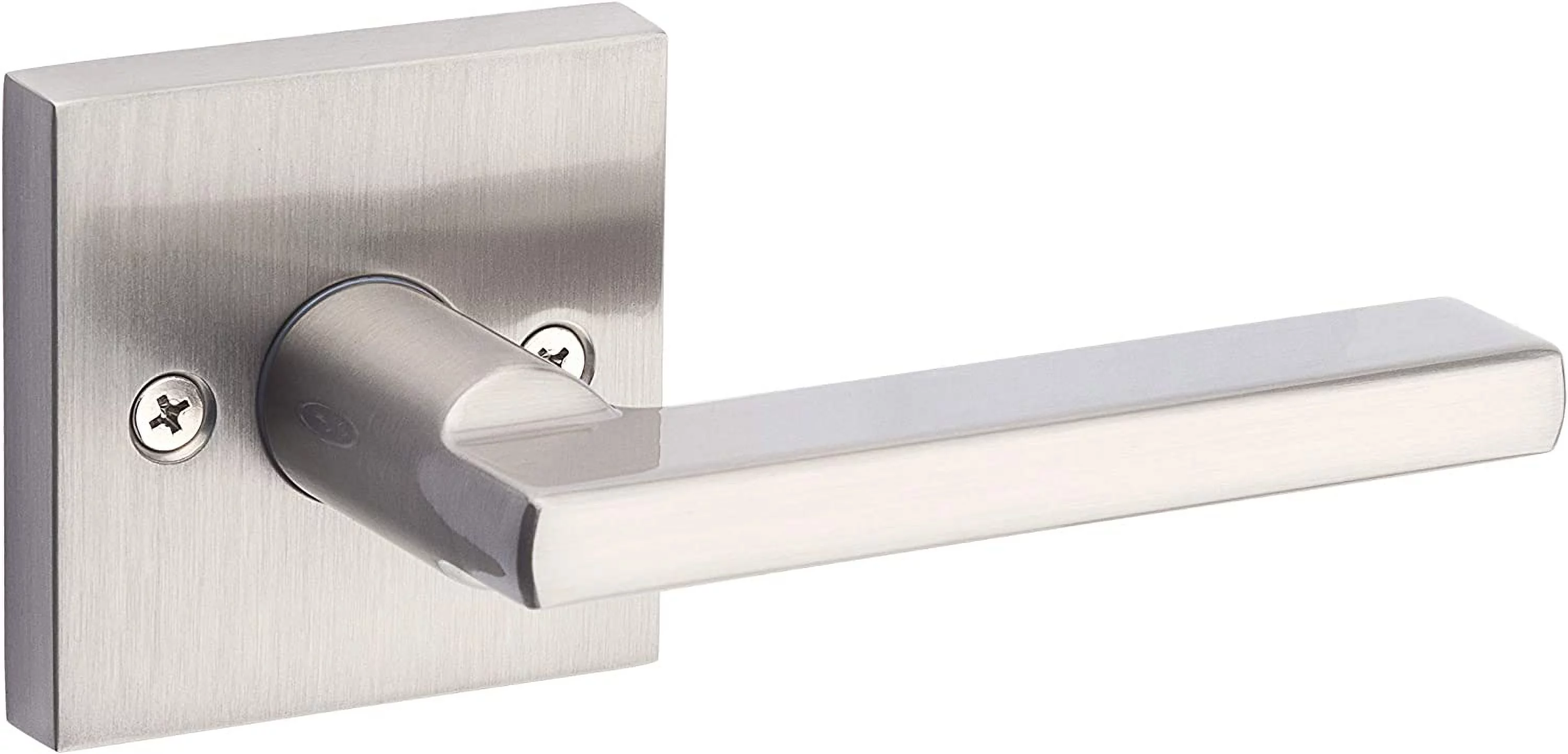 Kwikset Halifax Lever with Square Rose Half Dummy in Satin Nickel