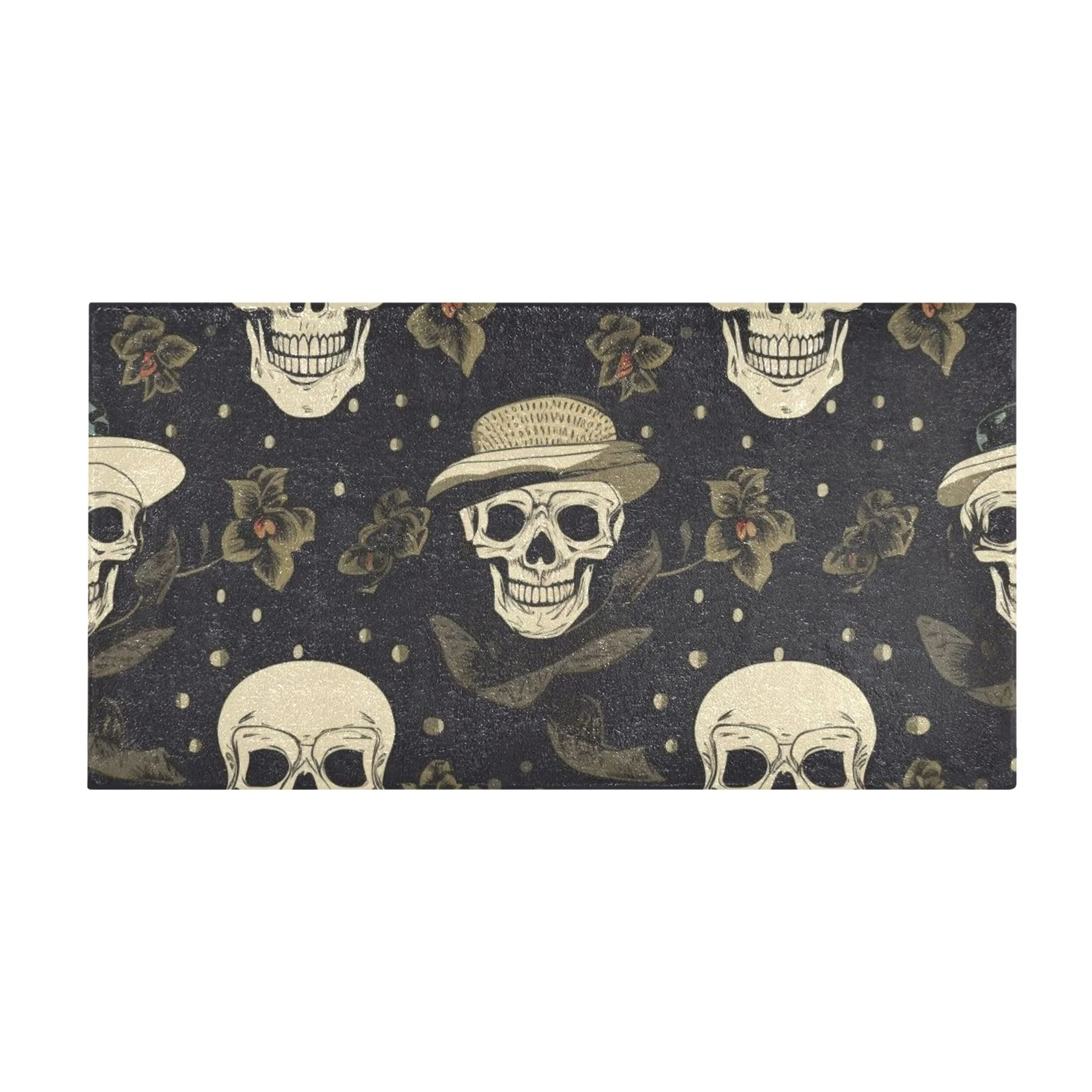 Skeleton Skull Luxury Kitchen Rug Non Slip Bathroom Plush Mat Shaggy Bedroom Carpet 39