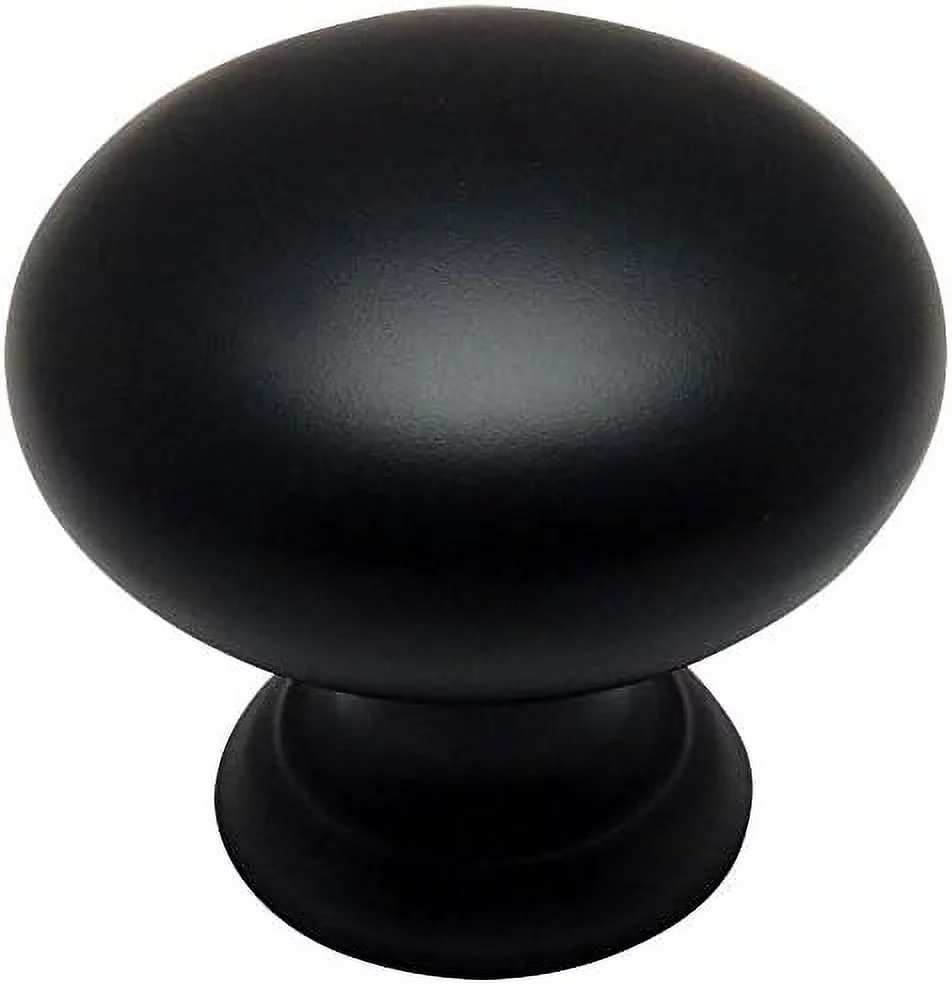 25 Pack 4950FB Flat Black Cabinet Hardware Round Mushroom - 1-1/4