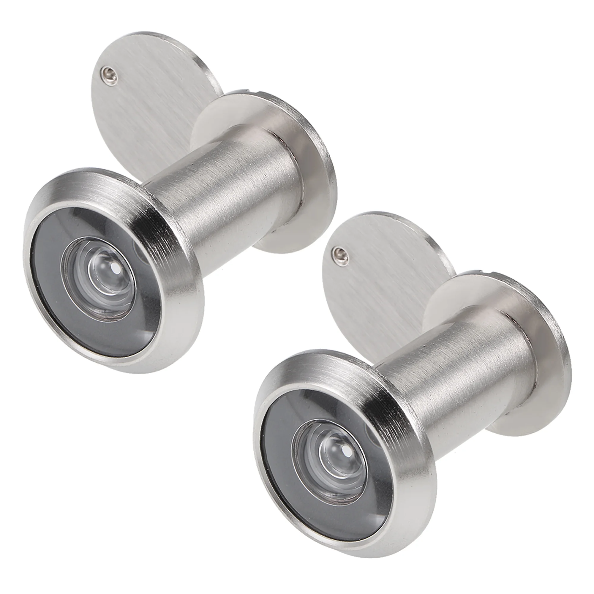 Brass 220-degree Door Viewer Peephole for 35mm-60mm Doors, Brushed Satin Chrome Finish, 2 Pcs