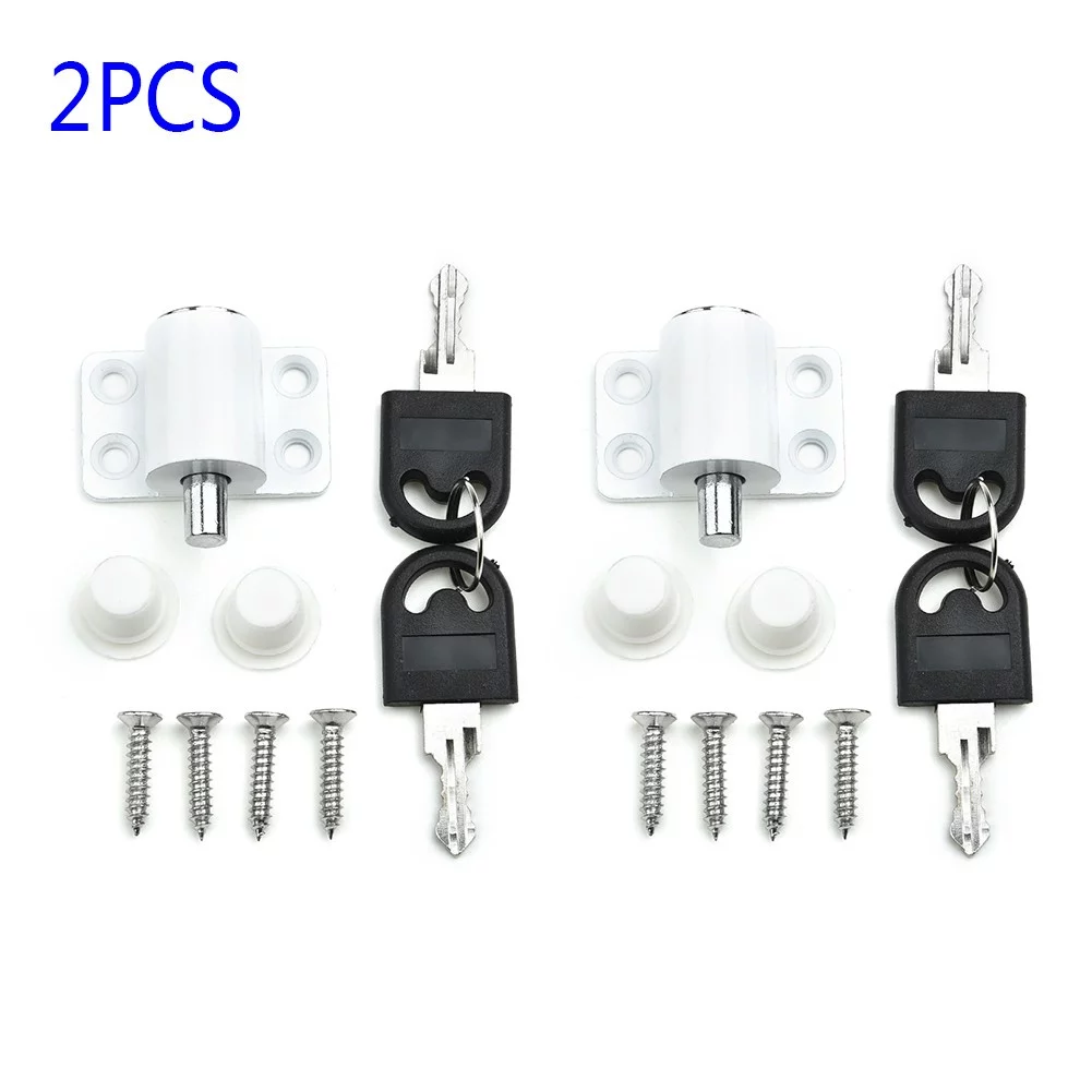 2Pcs Sliding Patio Door Catches Set Casement Bolt Security Lock With 2 Keys