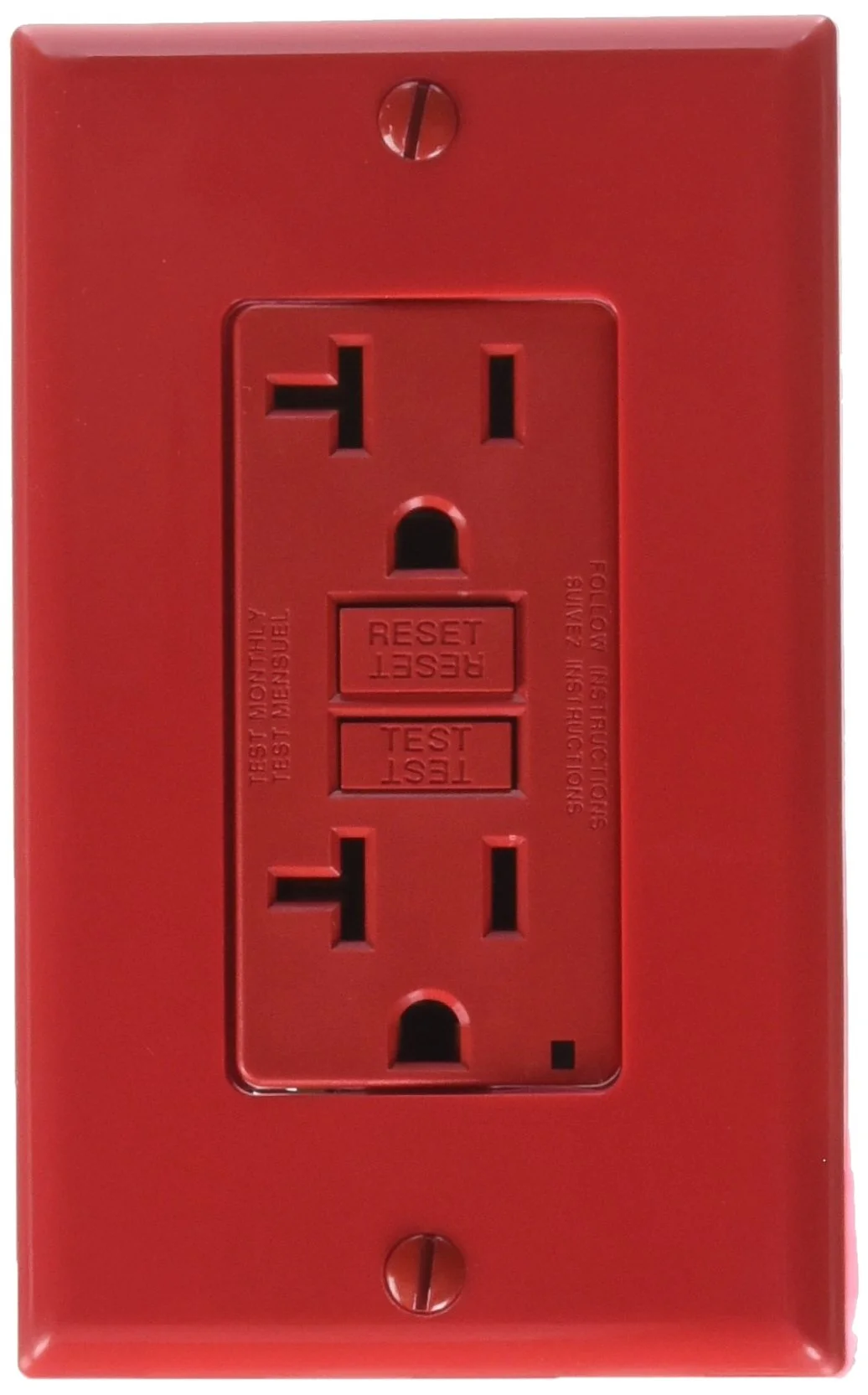 Leviton Self Test Slim GFCI Outlet with Wallplate 20 Amp Tamper Resistant Red