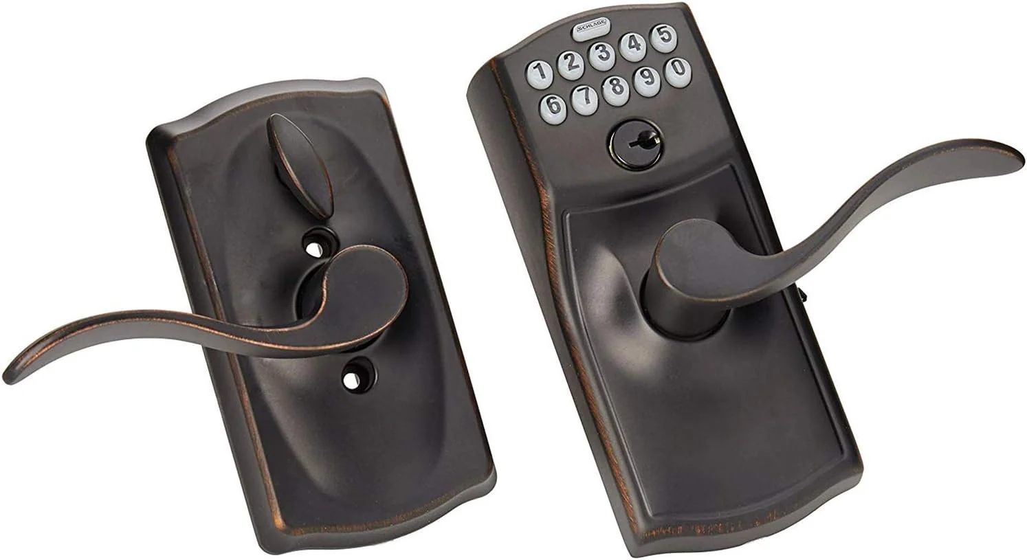 SCHLAGE FE595VCAM716ACC FE595VCAM/ACC 716 Keypad Accent Lever Door Lock, Flex, Aged Bronze