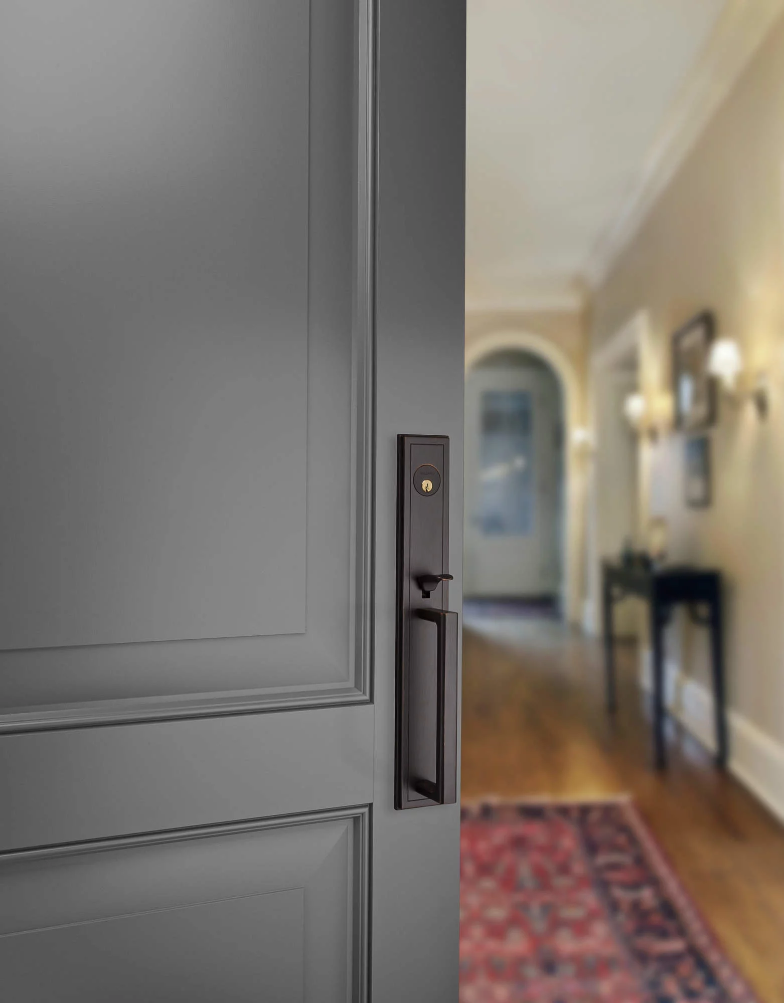 Baldwin 85311.Entr Hollywood Hills Full Plate Single Cylinder Door Handleset - Black