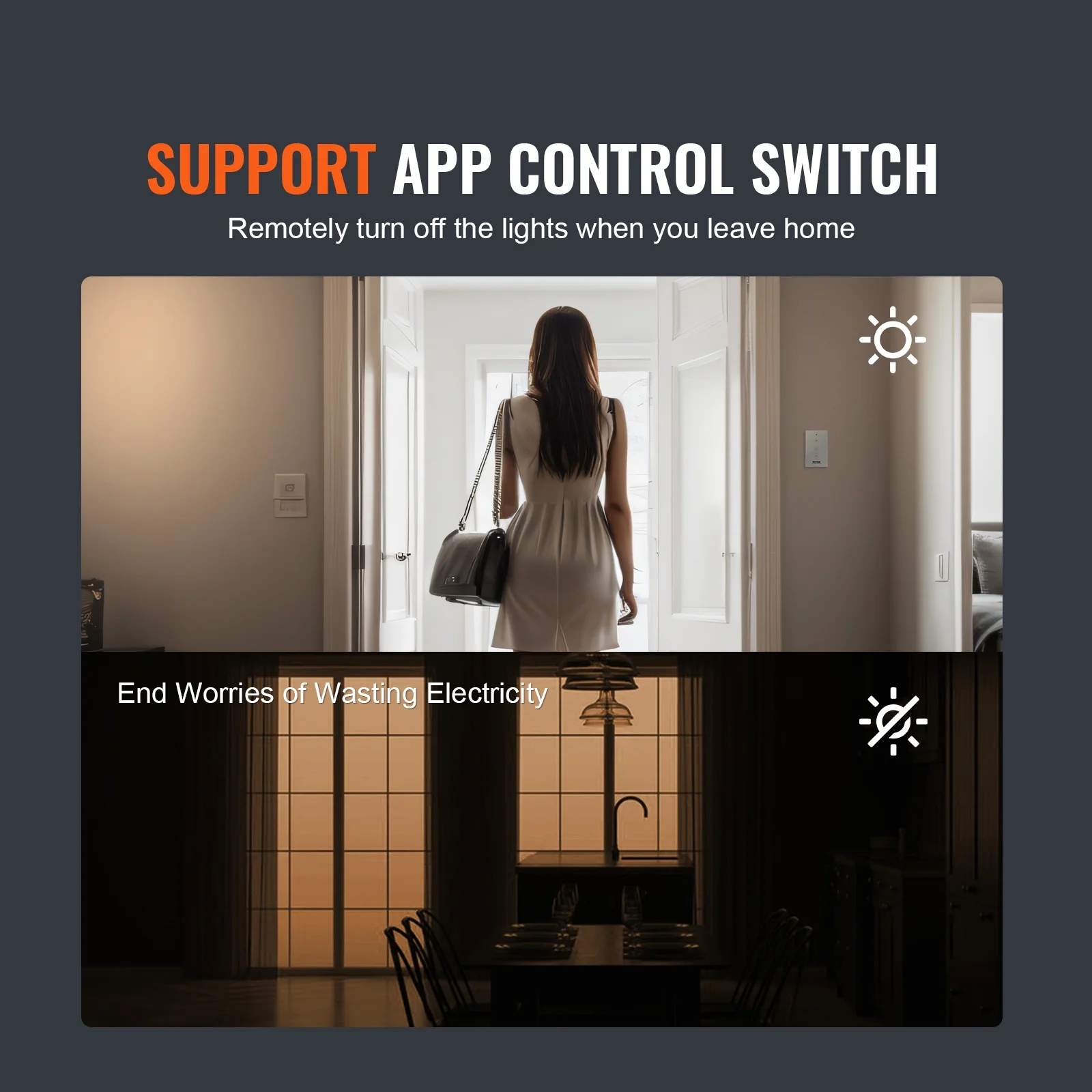 SKYSHALO Smart Light Dimmer Switch Wi-Fi 2.4GHz LED Dimmable Switch Remote Control