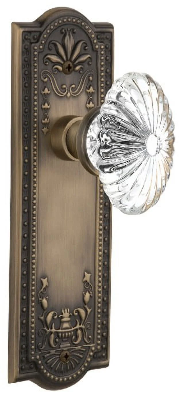 Nostalgic Warehouse Meaofc_Dp_Nk Vintage Fluted Crystal Flower Dummy Door Knob Set - Brass