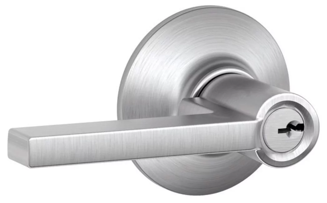 Schlage F80-Lat Latitude Single Cylinder Keyed Entry Storeroom Door Lever Set - Chrome