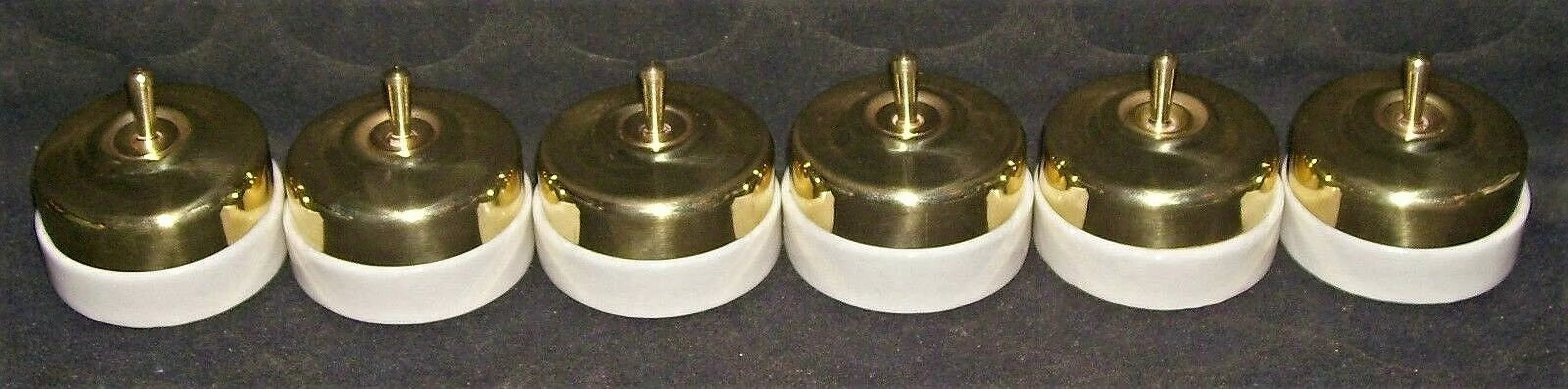 Vintage Brass And Ceramic 1 Way Electric Plain Round Switch Button 6