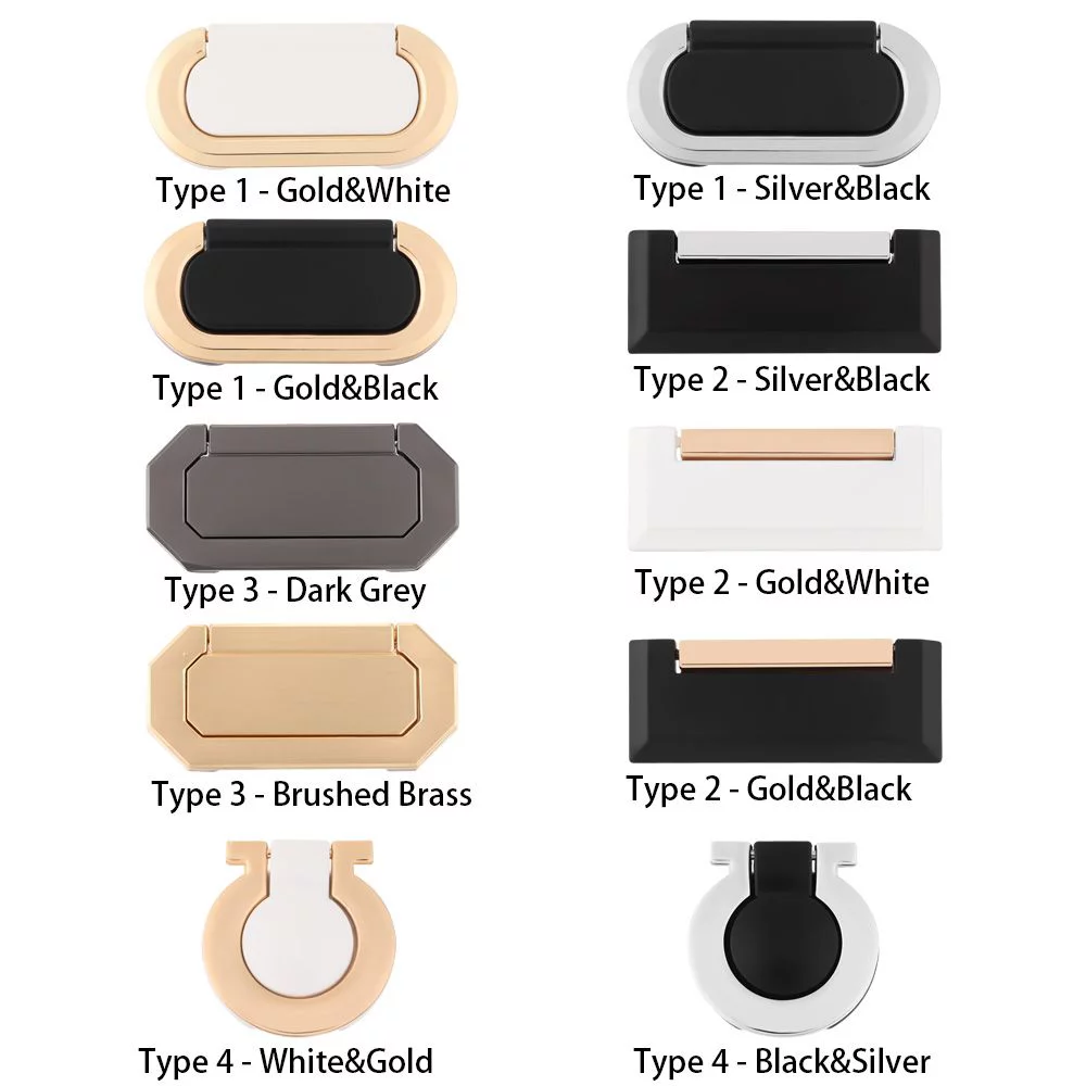 Modern Flip Cabinet Wardrobe Furniture Hardware Hidden Door Knob Cupboard Tatami Door Handle Drawer Pulls TYPE 3 - BRUSHED BRASS