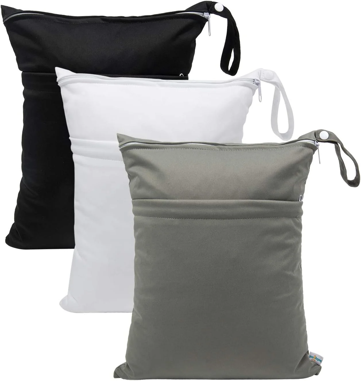 3PCS Wet Dry Bags for Baby Cloth Diapers, Waterproof Washable Travel Bags, Beach, Pool, Gym Bag for Swimsuits & Wet Clothes with 2 Pockets