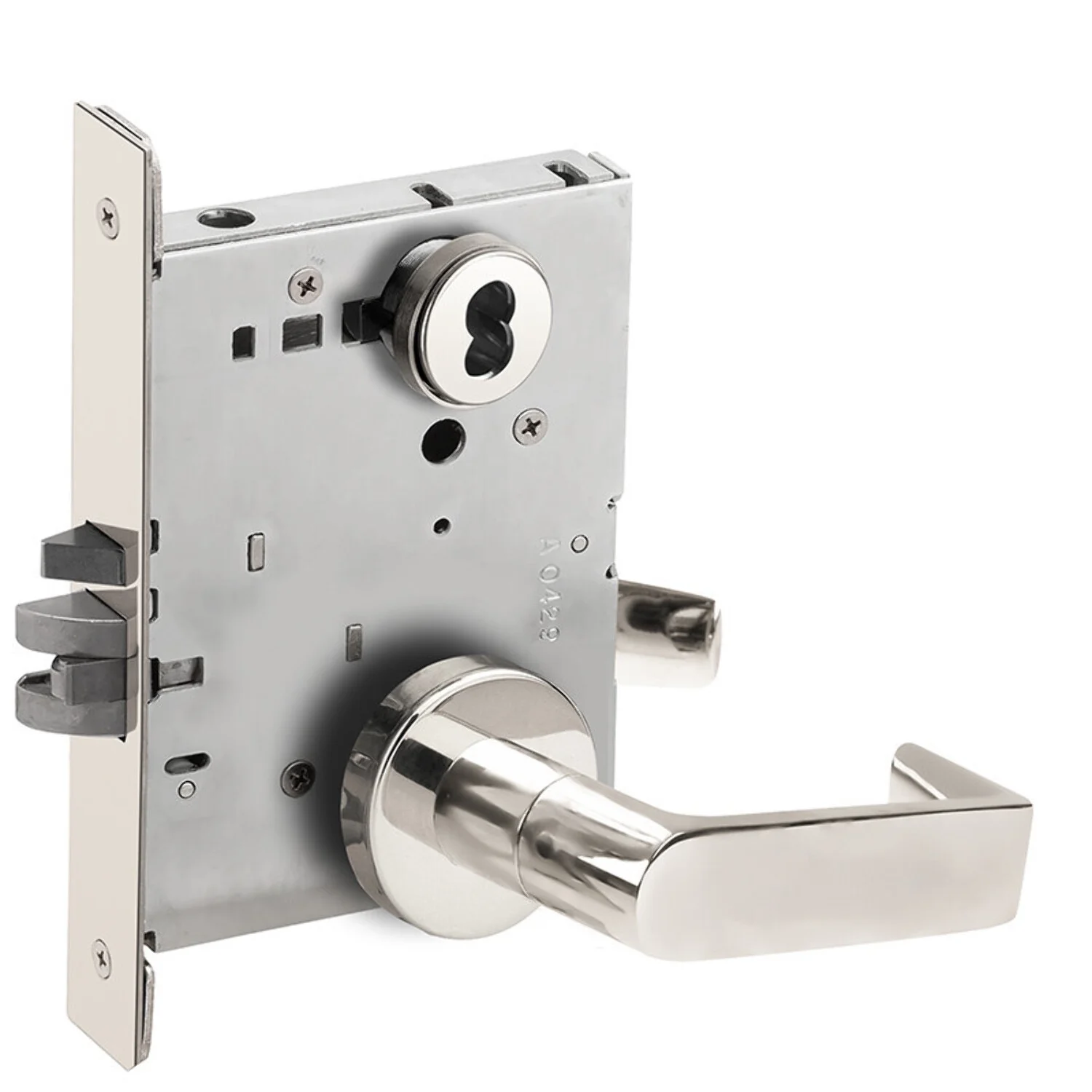 Schlage L9080B 06A 625 Grade 1 Storeroom Mortise Lock SFIC Prep Less Core 06 Lever A Rose Bright Chrome Finish Field Reversible