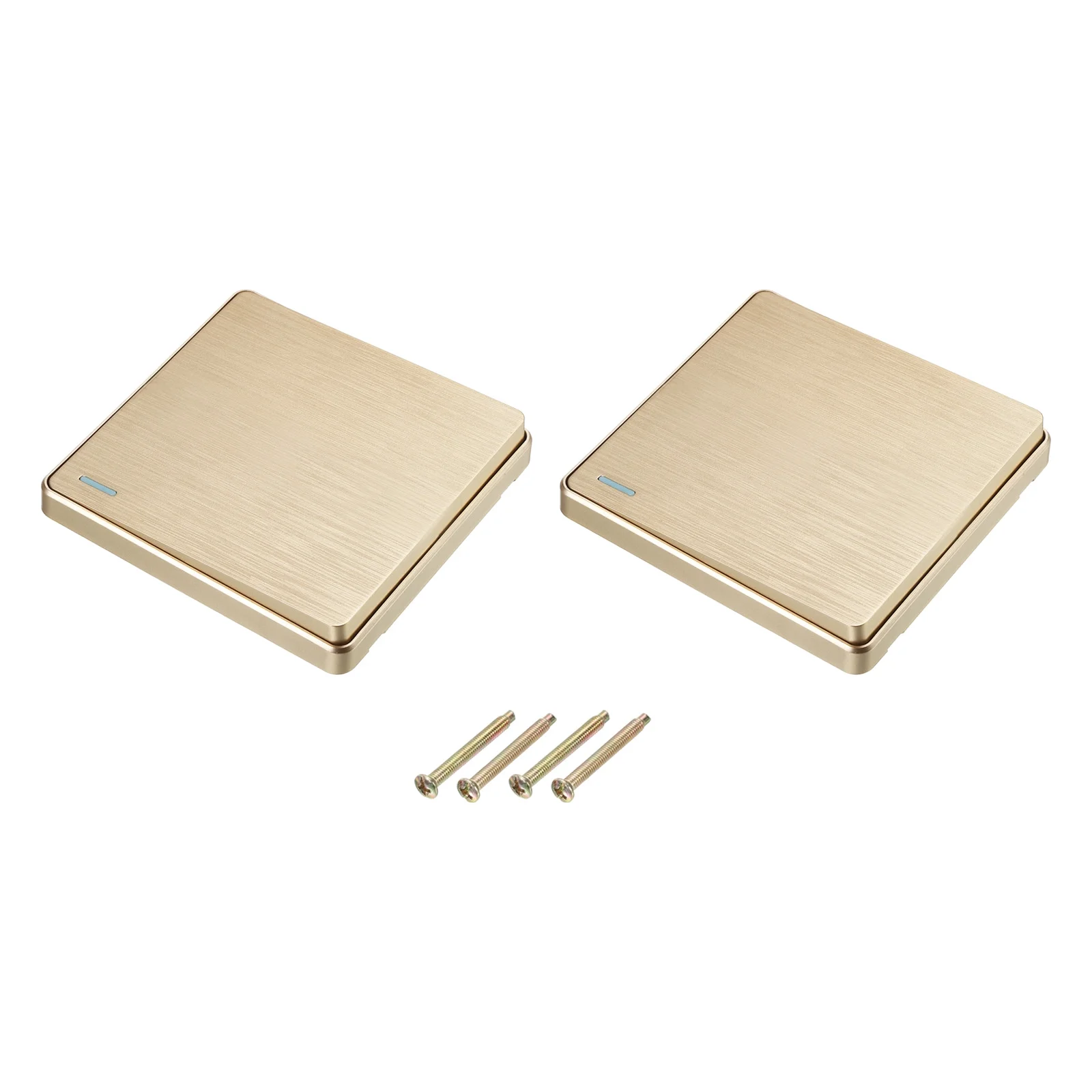 Light Switch Wall Push Button 1 Gang 1 Way Gold Tone 250V 10A 86x86mm Pack of 2