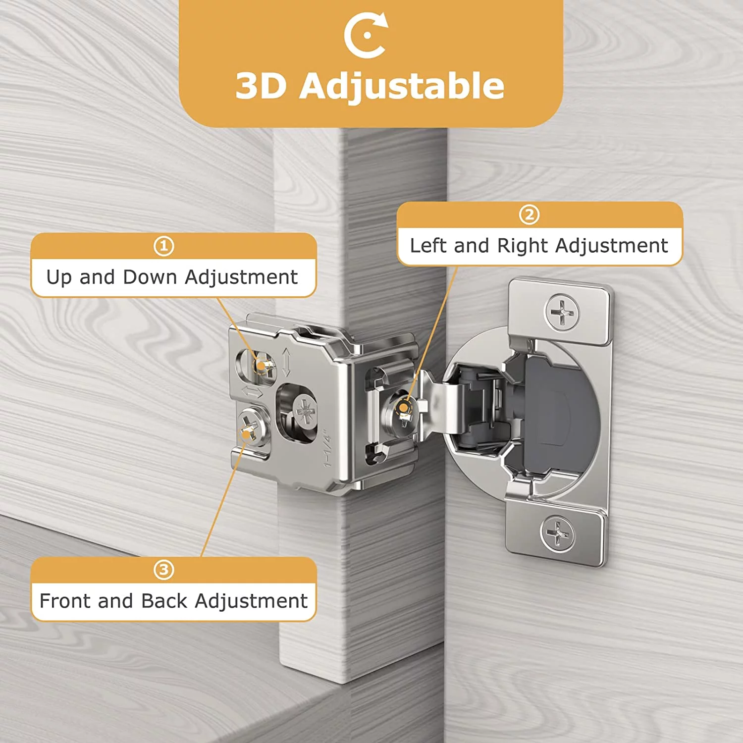 FURNIWARE 10 Pieces Soft Closing Cabinet Hinges, 1/2 inch Overlay Cabinet Hardware Hinges Nickel Plated- 105 Degree 1/2