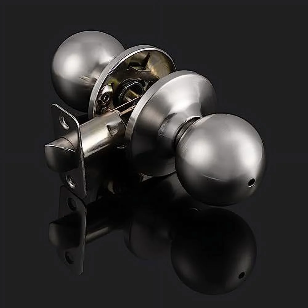 Brushed Nickel Door Knobs with Lock, Bedroom Door Handles with Lock, Privacy Door Knobs with Turn Lock Inside, Interior Door Lock for Bathroom, 10 Pack