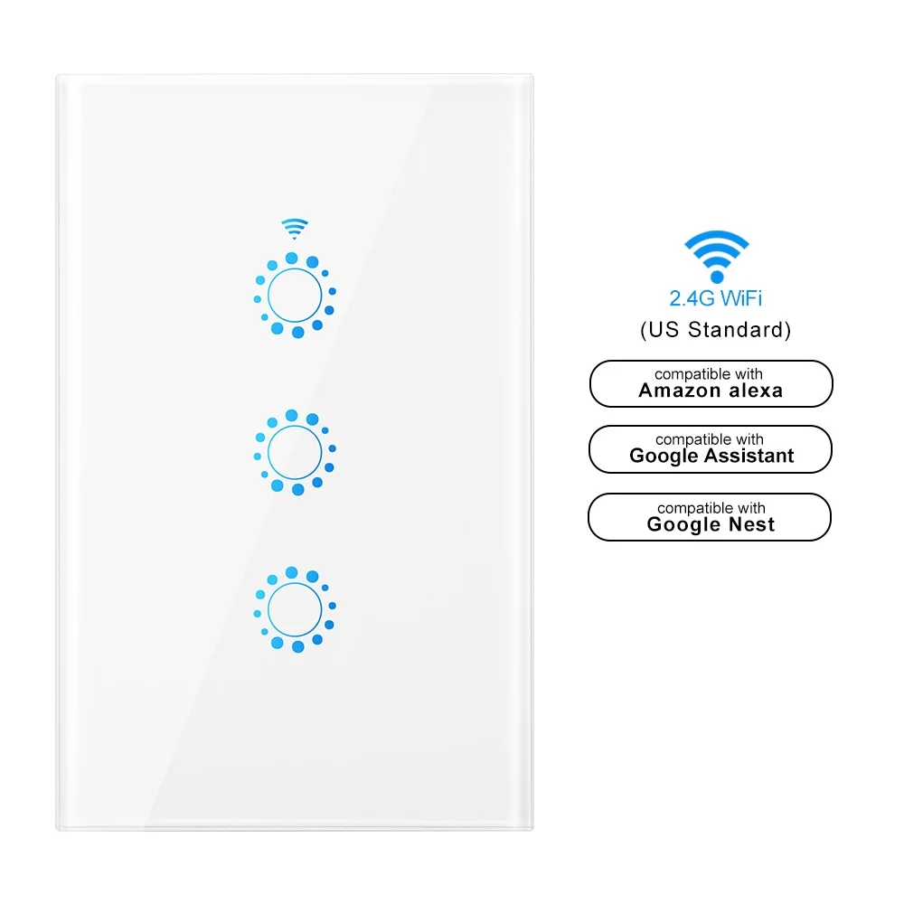 Htovila Wi-Fi Smart Switch Light Switch Voice Control, Remote Control, Touch Control Compatible with Assistant Schedule, Timer, Countdown Needs Neutral Wire No Hub Required 95-