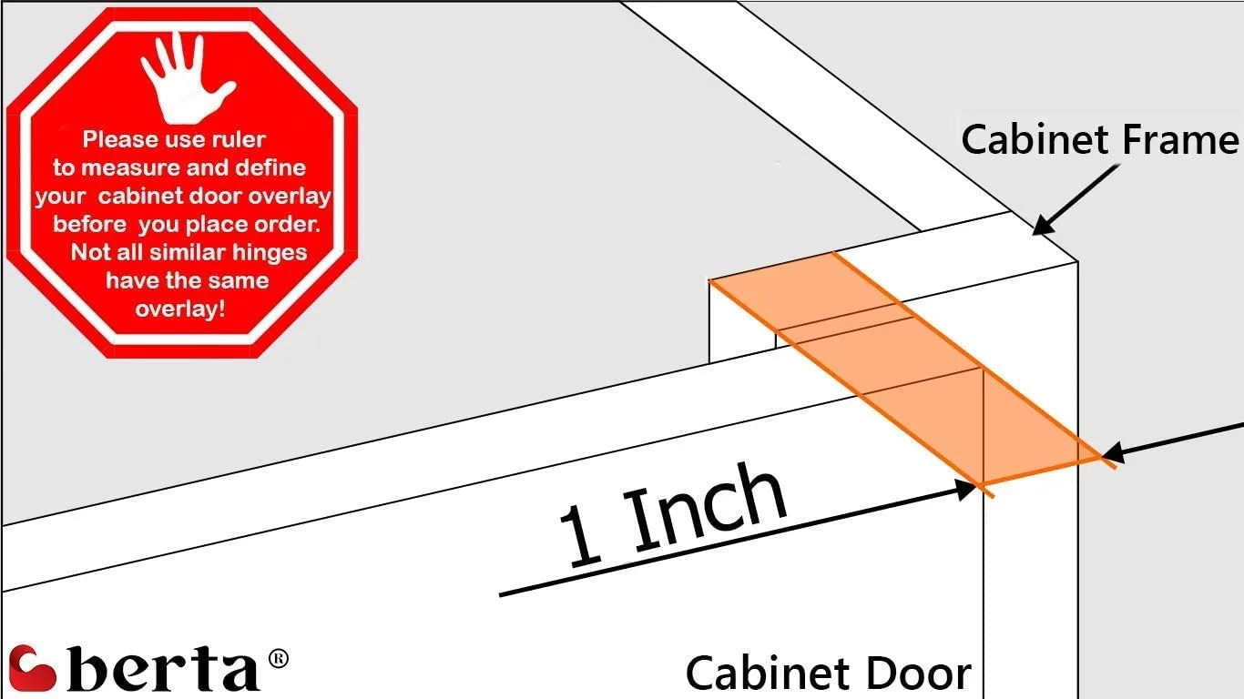 (60 Pieces) 1 inch Overlay Soft Closing Face Frame Cabinet Hinges, 105 Degree 6-Ways 3-Cam Adjustment Concealed Kitchen Cabinet Door Hinges with Screws (1 in. Overlay, 60 Pieces)
