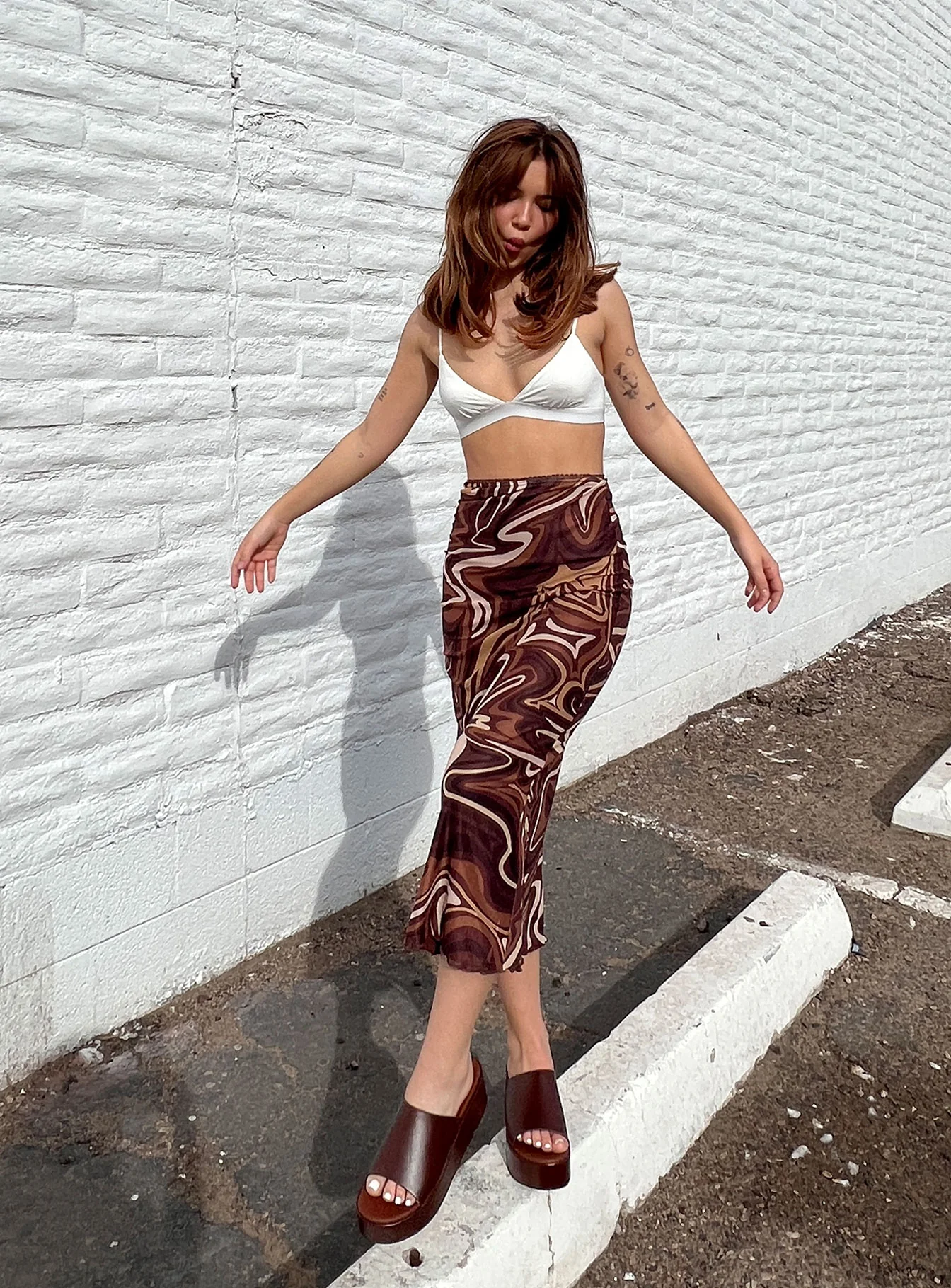 Deanna Midi Skirt Brown