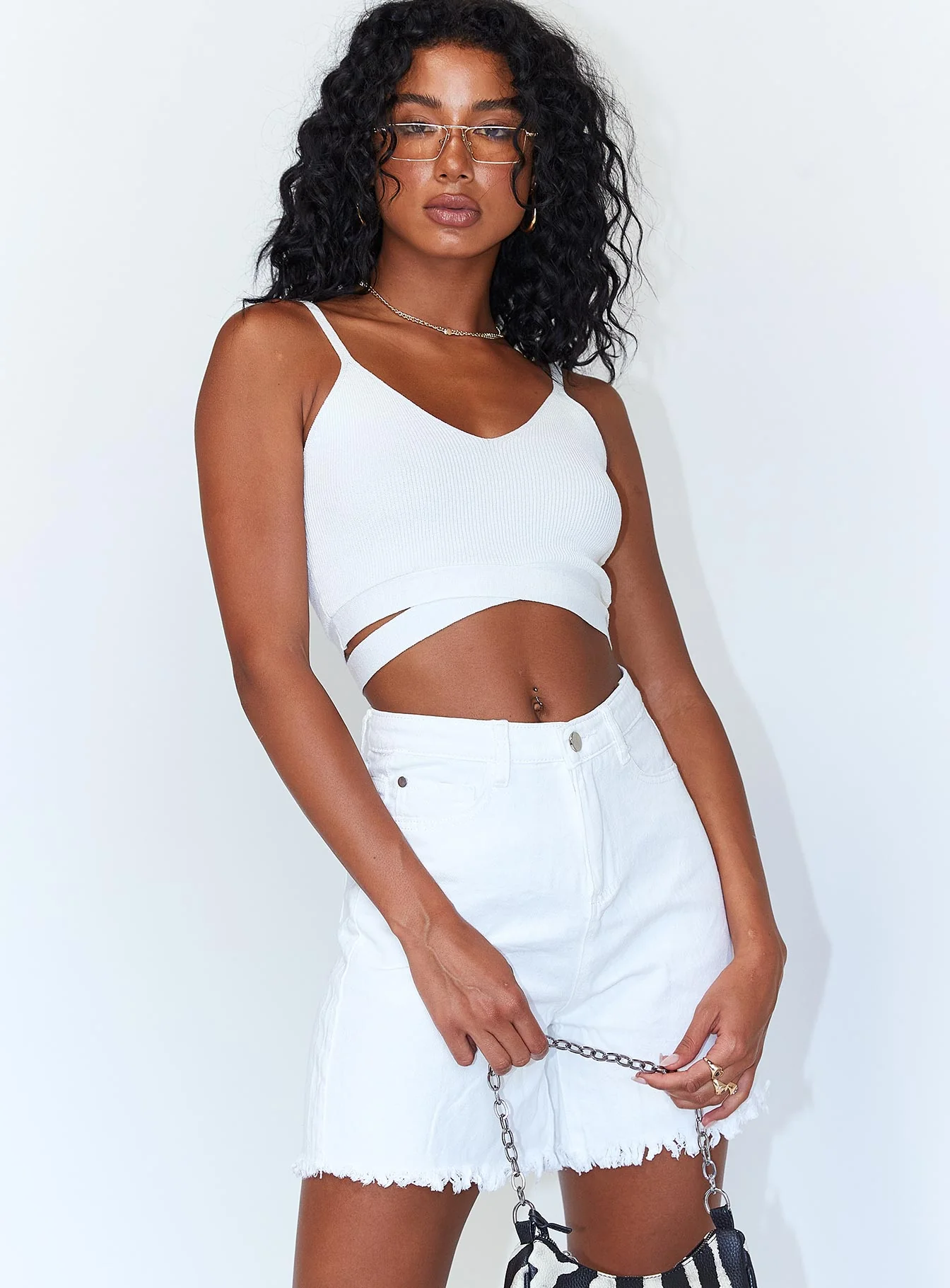 Fraser Denim Shorts White