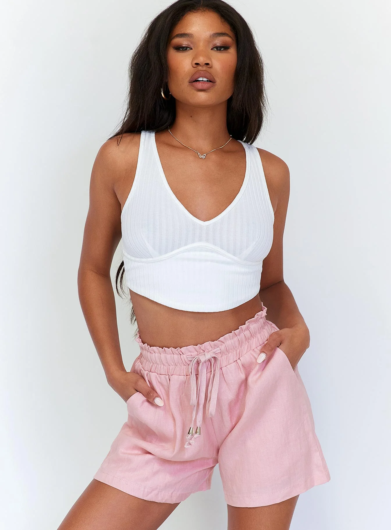Mary Linen Shorts Pink