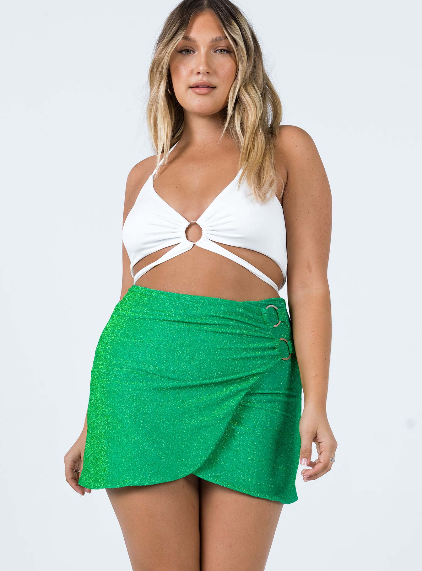 Shimma Double Ring Mini Skirt Green