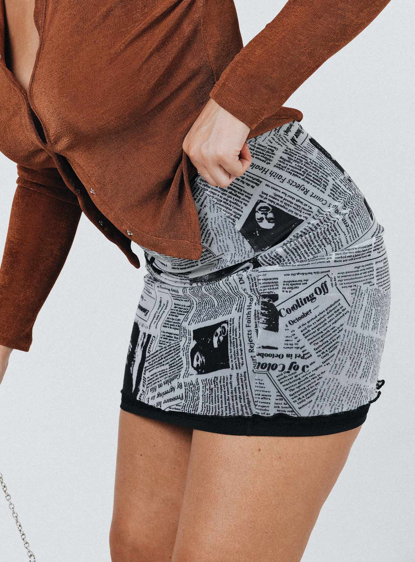 Read The Lines Mini Skirt White